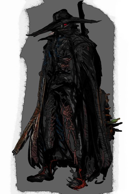 適当に描いたやつがAIっぽい言われる時代も見えてきてるのかな…ブラボ狩人を雑にこねこね描いてたら思えてきた 