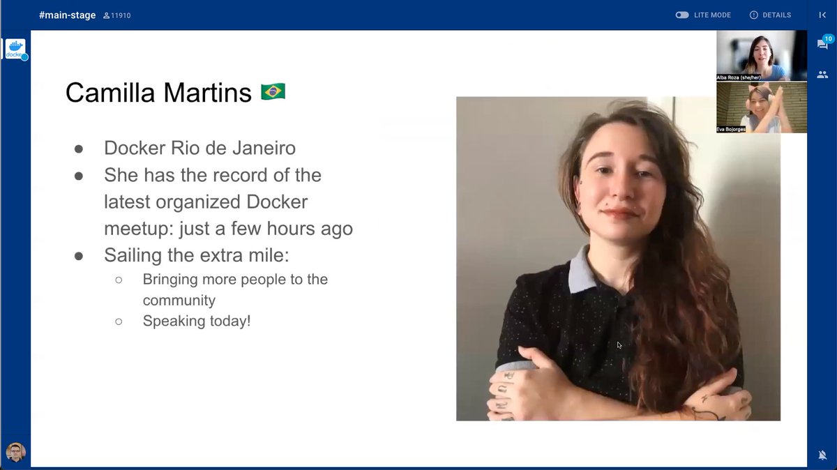 karolykassjr's tweet image. 🔴 #DockerCommunity All-Hands #6 
@eeveeta &amp;amp; @Alba_Roza 
Community #Awards🏆: 
@punkdodevops, @MohammadAliEN, @EricHripko, @jamesspurin 
👏👏👏 
#docker🐋 (@docker) #DockerCaptain #DockerCommunityLeader #CommunityLeader