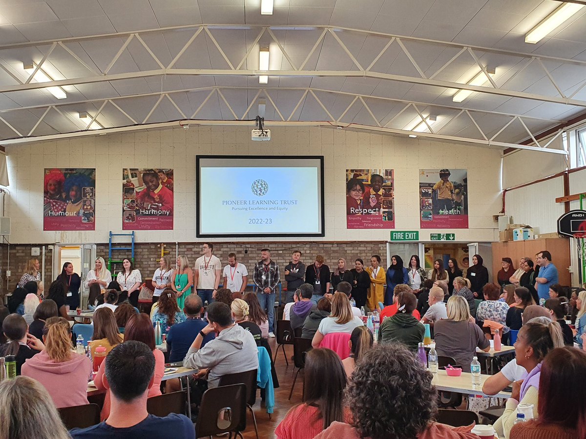 NoshyHussain's tweet photo. And so it begins! A fabulous start to the year with our Trust @pioneer_trust CEO @corisande1 setting out the vision and values for the year. A huge welcome to our Trust staff @chantryprimary @SouthfieldLuton @WhitefieldLuton https://t.co/n3ADJ4Rgfz