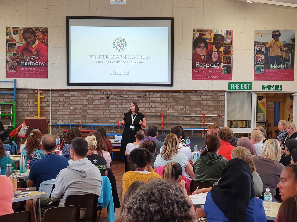 NoshyHussain's tweet photo. And so it begins! A fabulous start to the year with our Trust @pioneer_trust CEO @corisande1 setting out the vision and values for the year. A huge welcome to our Trust staff @chantryprimary @SouthfieldLuton @WhitefieldLuton https://t.co/n3ADJ4Rgfz