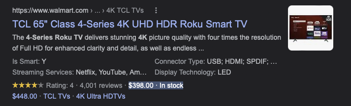 LordOfRestocks's tweet photo. TCL 65" Class 4-Series 4K UHD HDR Roku Smart TV – 65S431 is $298 at Walmart. Price should be $398 👀 

🔗 - https://t.co/d8RbbJK155 https://t.co/w1TXms4Klm