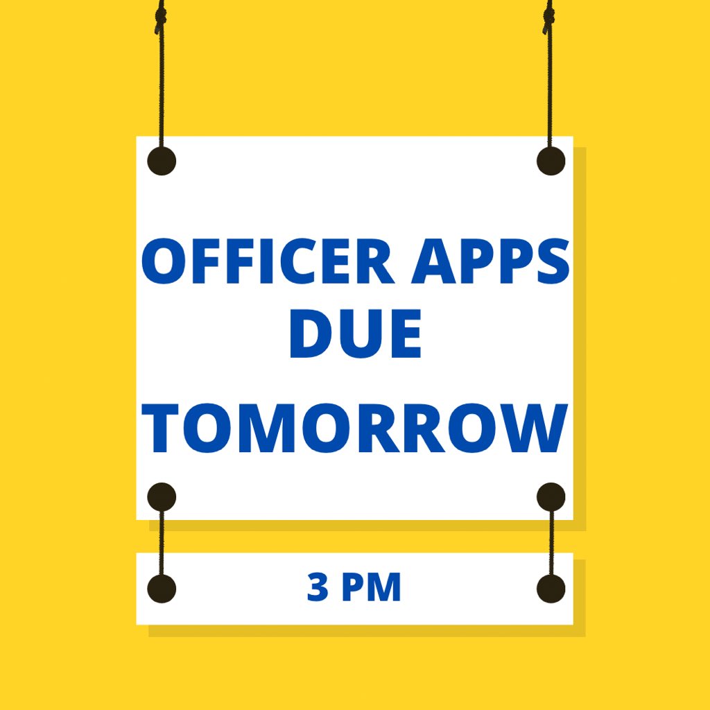 Apps are due online tomorrow! Please reach out to Mrs. Avant with any questions.