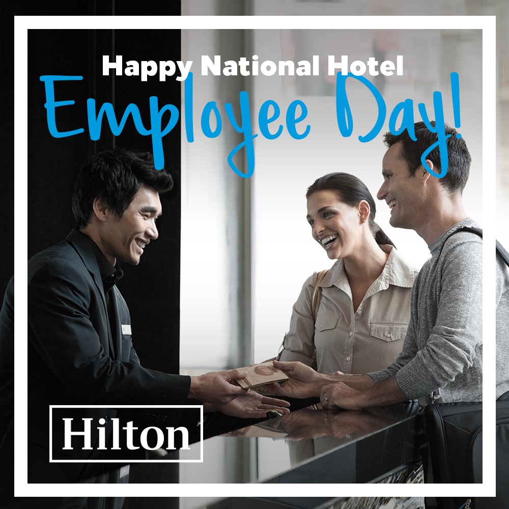 HiltonNewsroom's tweet photo. Happy National Hotel Employee Day! Thank you to our Team Members, owners, and partners for all that you do to share the light and warmth of Hilton’s signature hospitality and to create exceptional stays around the world. #HotelEmployeeDay https://t.co/mVblWyWPfN