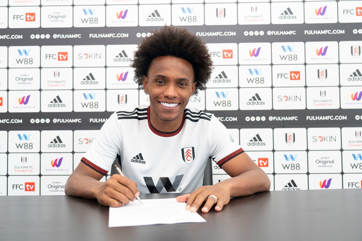 FabrizioRomano's tweet photo. Official, confirmed. Fulham signed former Chelsea and Arsenal winger Willian on one-year deal. 🚨⚪️⚫️✅ #FulhamFC #DeadlineDay https://t.co/aE8qDHlvV0