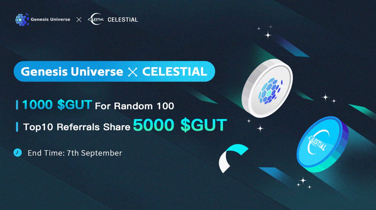 GenesisUnivers's tweet photo. 🎊 New partnership announcement 🥳
@GenesisUnivers X @GameCelt 

🙌 1000 $GUT for 100 random participants 
🔯 5000 $GUT for top 10 referrals 

Task🔗: https://t.co/g3ldrVQz0T https://t.co/o8zXVWzvNh