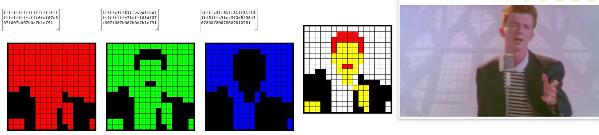 The Exploring CS / IT Fundamentals class created some great designs. They use hexadecimal to code red, green, and blue values to create an image. This one is Rick Astley in 8 bit form!  <a href="/ABMSPrincipal/">Jessica Nail</a> <a href="/BretClovis/">Bret Clovis</a> <a href="/KellyMalinowsk4/">Kelly Malinowski</a> @MaryBethEchev <a href="/jim_angelo_1969/">Jim Angelo</a>  #vteea #bmsteched