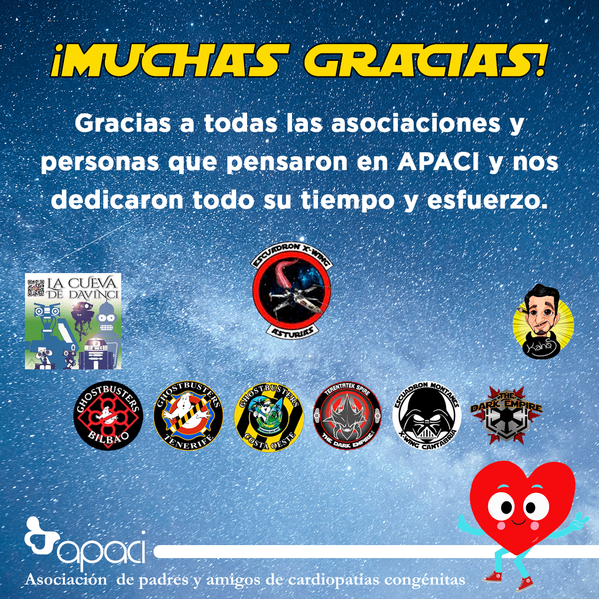 APACIcardio's tweet photo. ¡Hola familias! Queremos dar las gracias a #escuadronxwingasturias por su gran trabajo en la #cometcon22 de Gijón el pasado fin de semana. Gracias por vuestra implicación y la de todos los que participaron y donaron su trabajo. Contribuirá a seguir ayudando a muchas familias ❤️ https://t.co/Ra6xR0fM9k