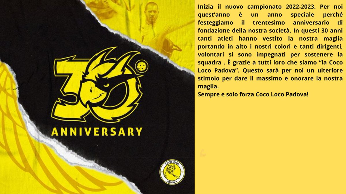 Coco_Loco_PD's tweet photo. #orgogliogiallonero #30anniversary #cocolocopadova #takethenextlevel https://t.co/FrzL4SQk1n