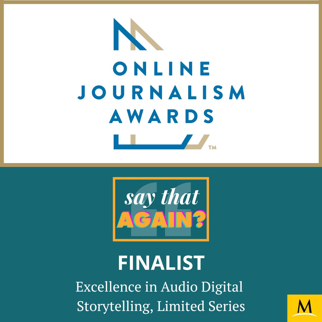 csmonitor's tweet photo. Thrilled to announce that the Monitor's "Say That Again?" is a finalist for an @ONA Award. We're in great company with these other finalists in the Excellence in Audio Digital Storytelling, Limited Series category ➡️ https://t.co/FepeHqAjaw #csmonitior https://t.co/hxV1oINiKL