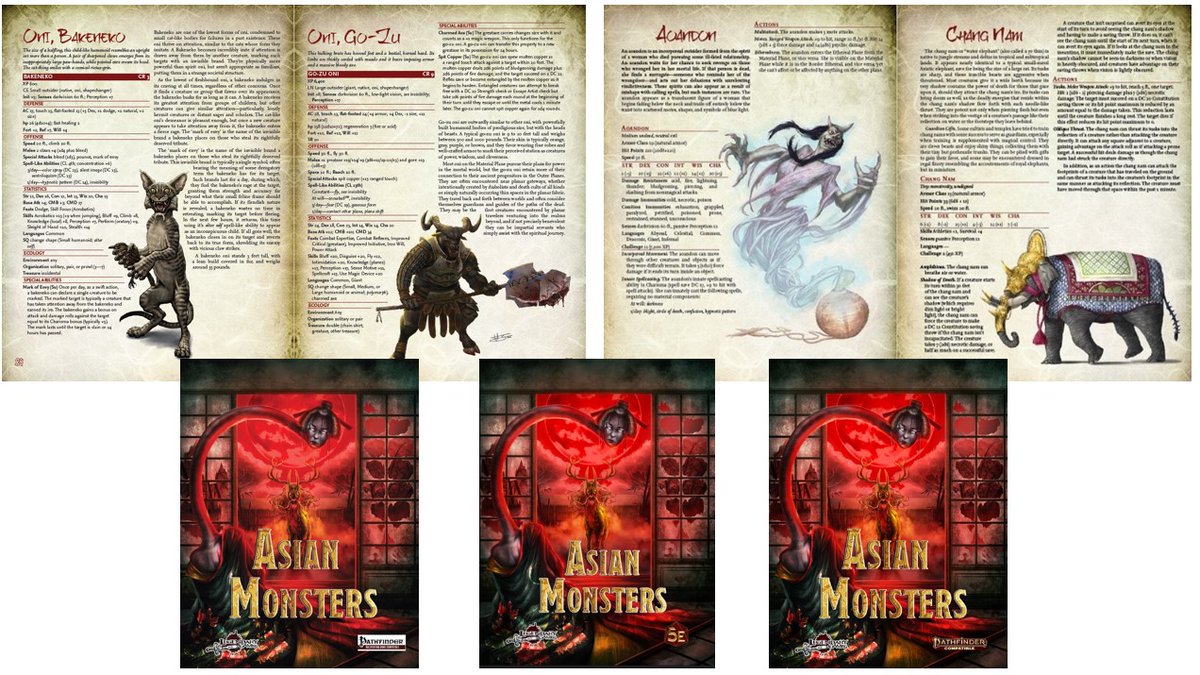 LegendaryGamesJ's tweet photo. The Asian Monsters KS is live, with editions for DnD 5E, Pathfinder 1E, &amp; Pathfinder 2E, plus VTT support! Nearly 90 creatures for every level from Korea to India, Malaysia to Japan, &amp; more created with Asian artists, authors, &amp; consultants!

https://t.co/BnVpLvDdg9 https://t.co/BUyInyNrrv
