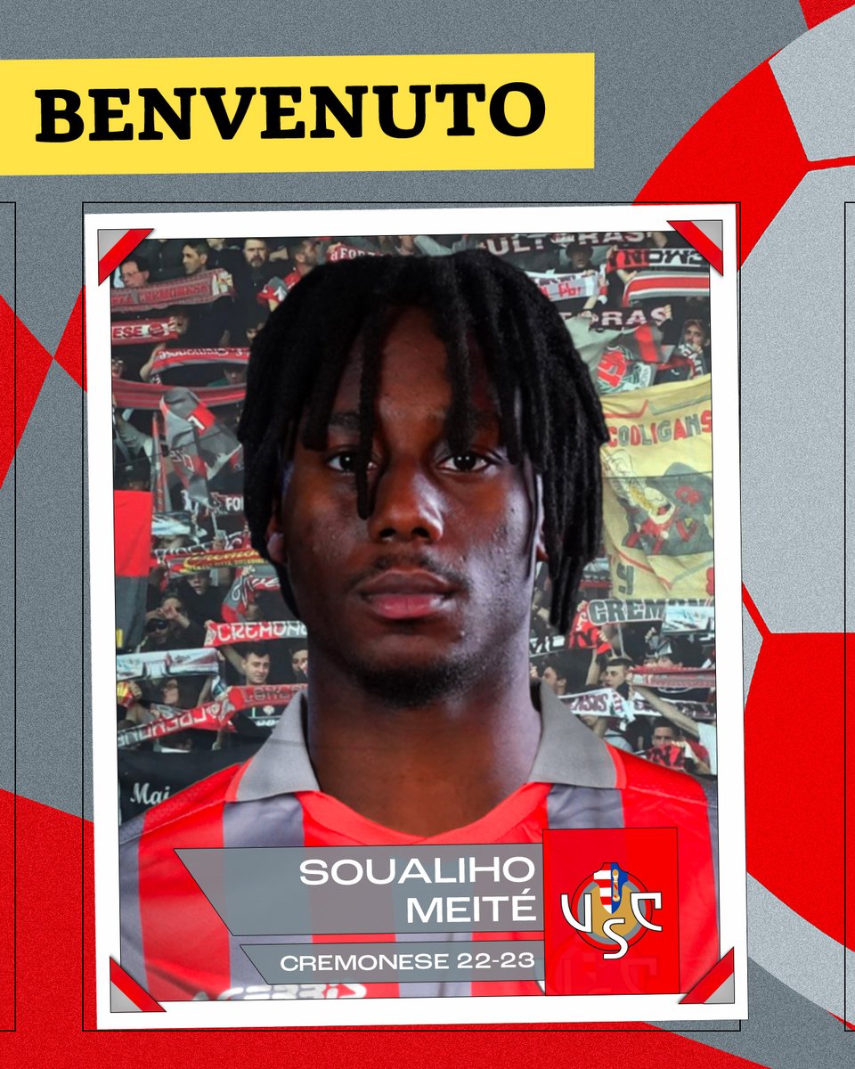 USCremonese's tweet photo. Benvenuto Soualiho #Meité! ✍🏻🔘🔴

📝➡️ https://t.co/WbxQ5dCBfl

#SolaMai #ForzaGrigiorossi #DaiCremo #SerieATIM https://t.co/CZnWL81epE