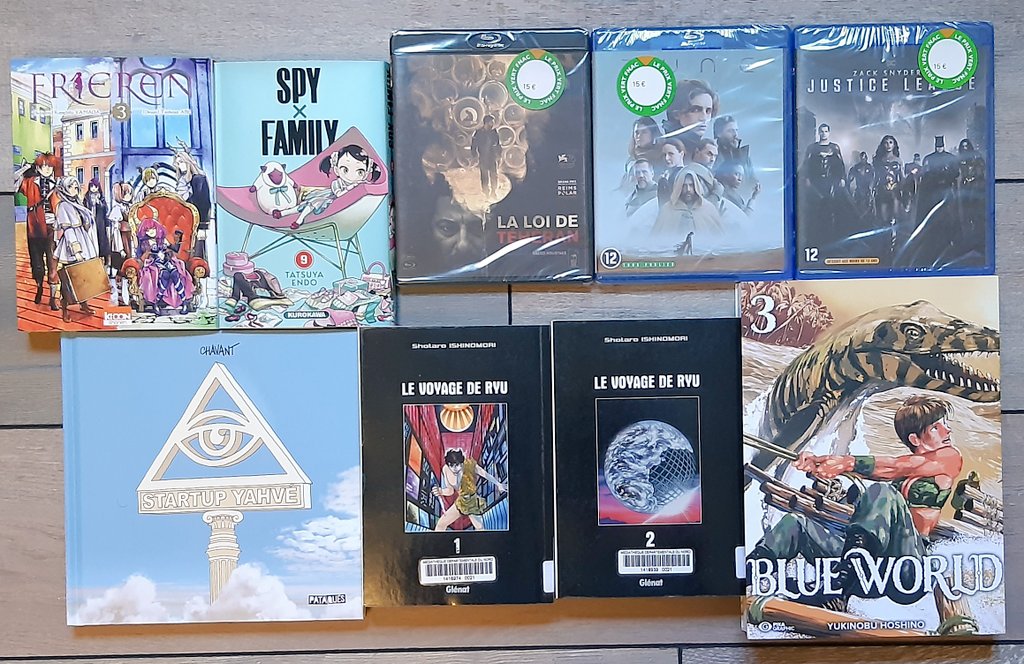 WillyleBorgne8's tweet photo. Achats et réception du jour @JamesdOttoprod @Chavantt @DelcourtBD #pataques @pikaedition @Kurokawa @ki_oon_Editions @warnerbrosfr @wildsidecats
Enfin des Voyage de Ryu à prix correct !
Les tomes 2 de Blue World et Frieren quand j'en trouverais en bon état (oui je suis chiant) https://t.co/vnQlSvodIy