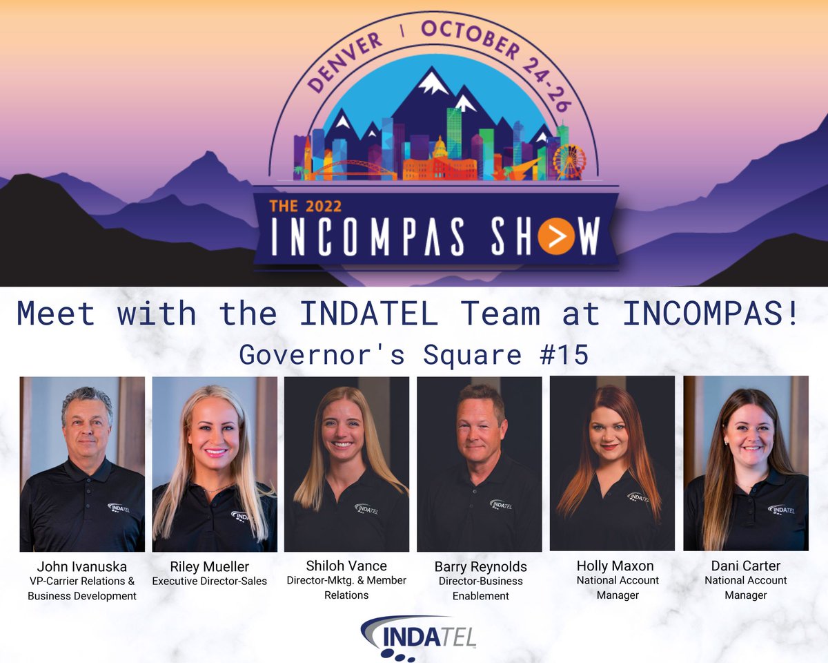 INDATELServices's tweet photo. The INDATEL Services team is looking forward seeing new and familiar faces at @INCOMPAS 2022 - contact us today to schedule a meeting!
#incompas2022 #denver #networking #telecom #ruralamerica #fiber #reachtheunreachable #INDATEL https://t.co/bvdedEjYud