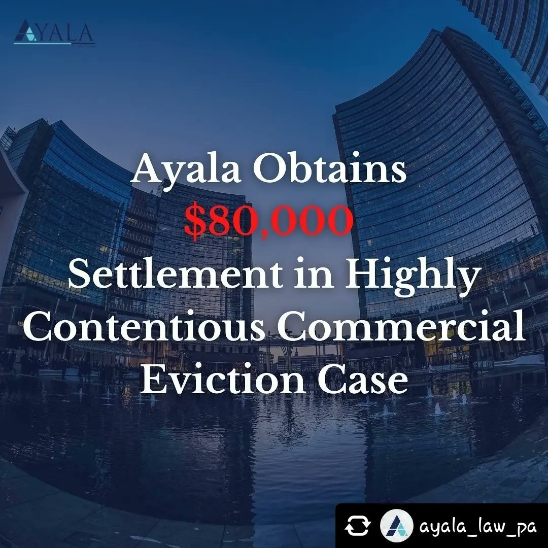 HispanicLegal1's tweet photo. Reposted @AyalaLawPA Ayala is proud to announce that it has reached an $80,000 settlement in a highly contentious 1.5 year old comercial eviction case! NEW BLOG 
Link in Bio for more 
Contact Us
📱(305) 570-2208
📧 eayala@ayalalawpa.com
🌐 https://t.co/em6XLBYgNt https://t.co/98aFagNa8x