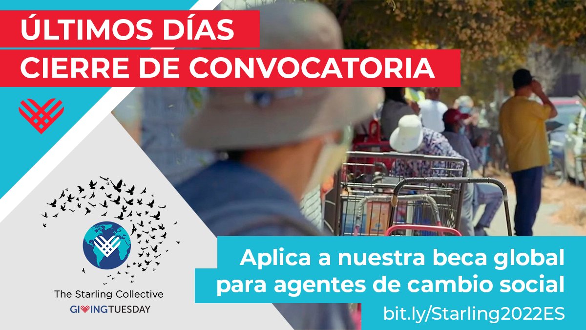 #GivingTuesday // ¡Aún estás a tiempo! ¿Tienes una idea para estimular más generosidad en tu comunidad? Aplica a la beca #StarlingCollective, un programa de formación global para líderes de comunidades, constructores de movimientos y creadores de cambios: givingtuesday.submittable.com/submit/229471/…