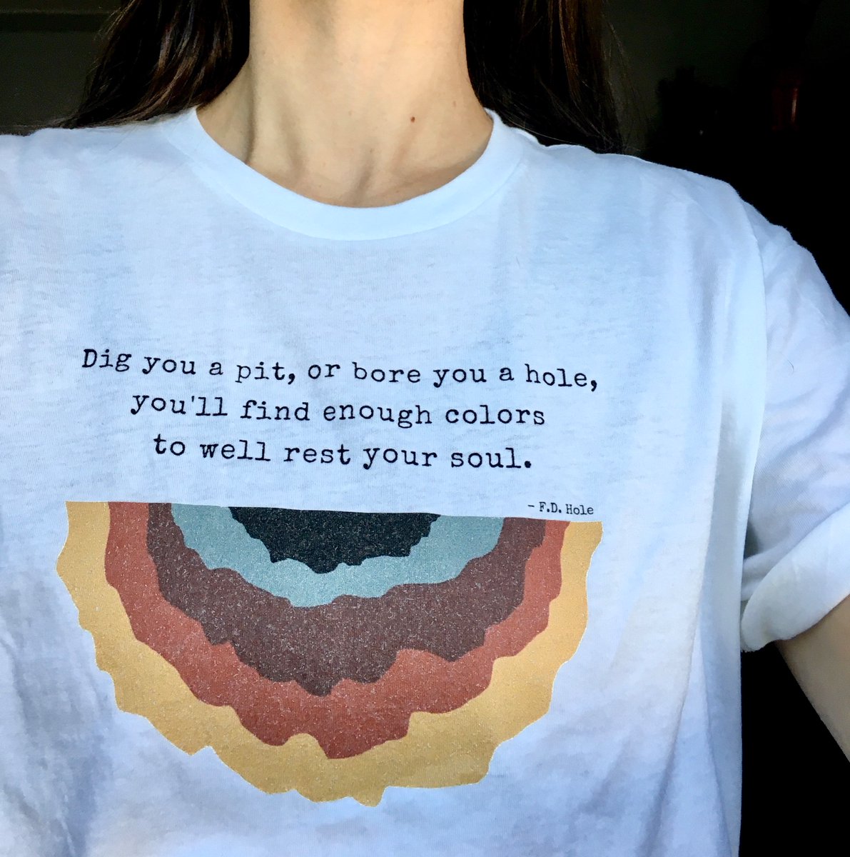 ChelseaDirtball's tweet photo. And just like that… I’m on to yr 2 as an Assist. Professor!

This year, I’m on a mission to plant some soil in the students souls! Hoping this custom made shirt w/ a fav F.D. Hole quote sparks some curiosity/inspiration in week 1🌈

(P.s. do I need to make more of these?!) https://t.co/BgHfFslL89