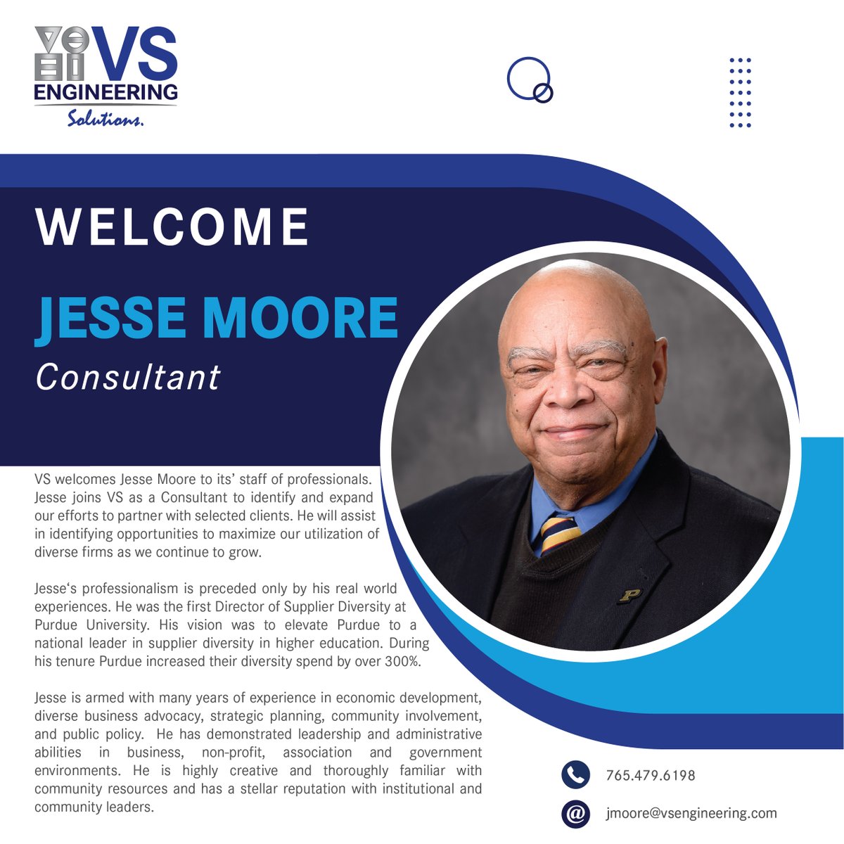 VSEngineering's tweet photo. Help us to welcome Jesse Moore to VS. Jesse will work in the role of Consultant to identify and expand our efforts to partner with selected clients. Welcome Jesse! #newhire #solutions #welcome https://t.co/FcSSBDrYLb