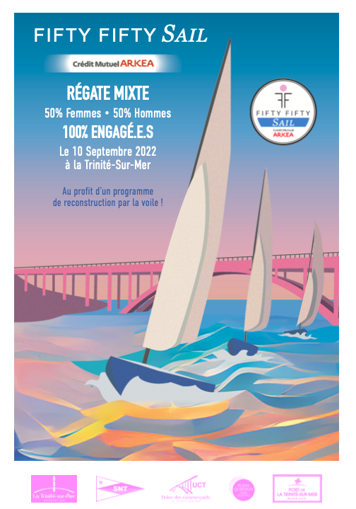 fifty_sail's tweet photo. ⛵ Première régate 100% #mixte et #engagée, la Fifty Fifty Sail Crédit Mutuel Arkéa revient à la Trinité-sur-Mer, le samedi 10 septembre 2022. Rejoignez-nous et devenez régatier !

Toutes les informations pour s’inscrire ici : https://t.co/u4V0eTwDYr https://t.co/RFiqAduC8f
