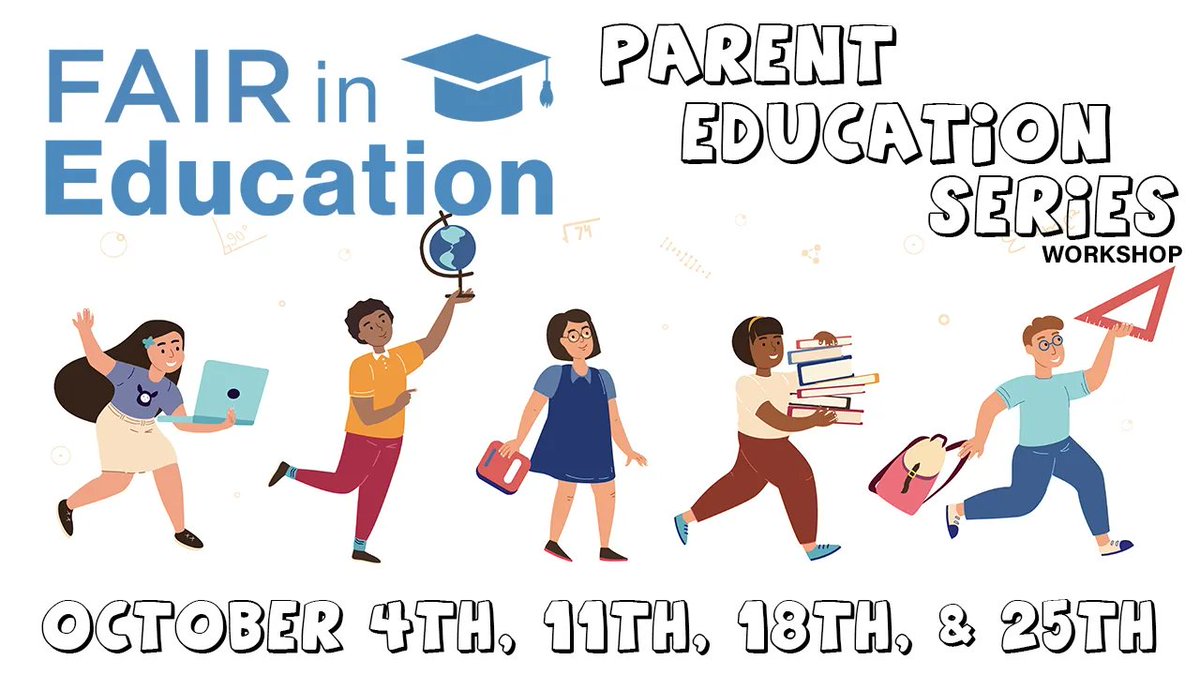 fairforall_org's tweet image. Join FAIR in Education for this four-part workshop where we will share an overview of the current K-12 educational landscape, summarize key issues interfering with students’ civil rights, and train parents and guardians in #ProHuman advocacy! 💙

Register: Eventbrite.com/e/fair-parent-…