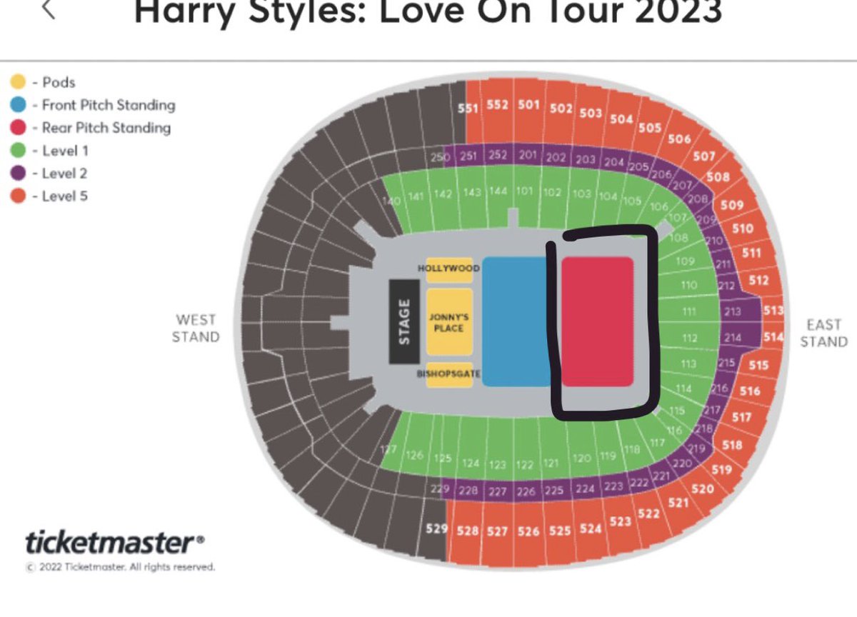 niamh_horsfall's tweet photo. 3 x Rear Pitch Standing (a rear circled in image) Harry Styles ‘Love On Tour’ Tickets Available! 

Location: Wembley Stadium, London
Date: Tuesday, 13 June 2023 

Selling for the face Value I paid !! £260 for all 3!!❤️ Send me a DM https://t.co/26MHJM34ir