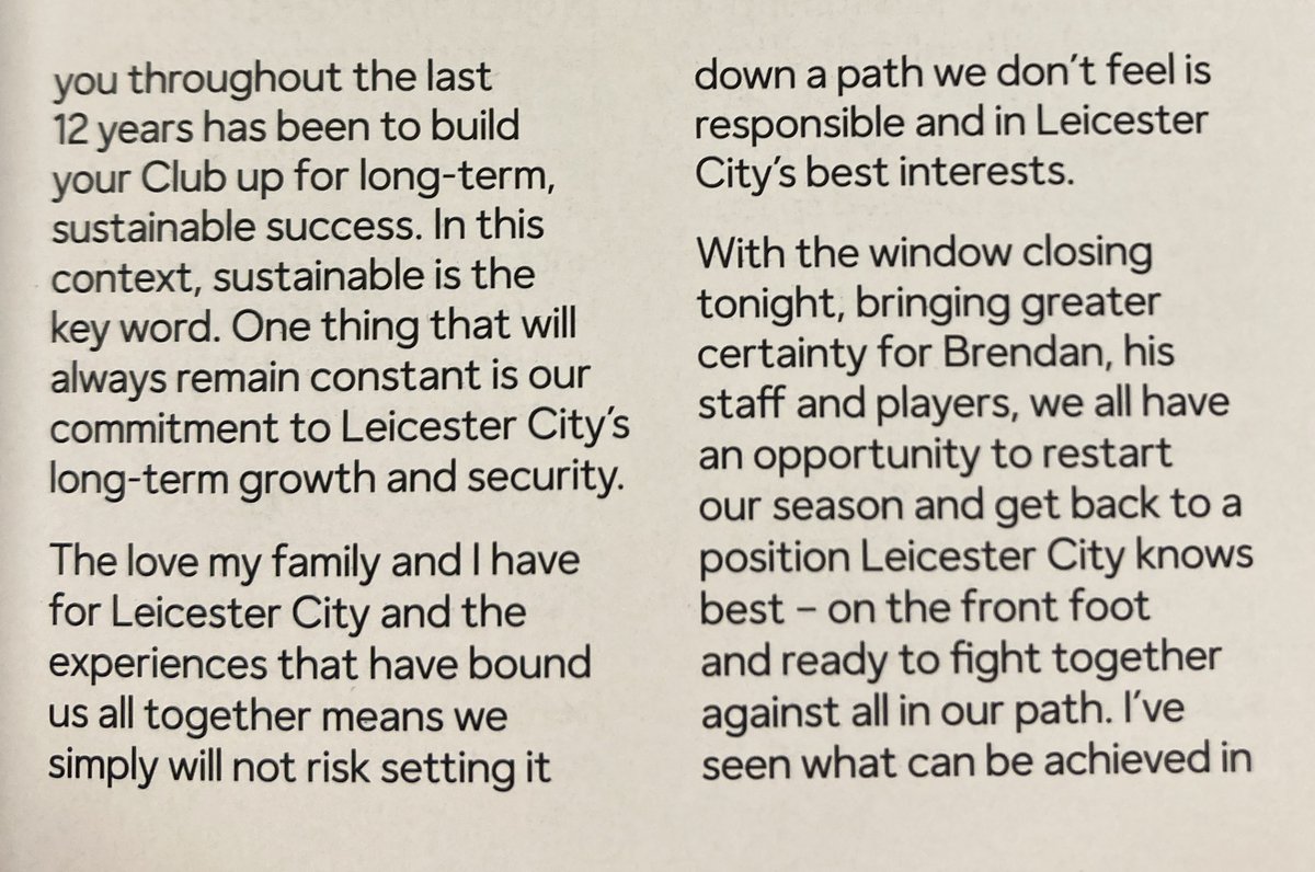 mrgeoffpeters's tweet photo. “A Message To The Supporters.”

Interesting programme notes about Leicester City’s financial situation from the chairman at #lcfc https://t.co/cjW6FqdNqL
