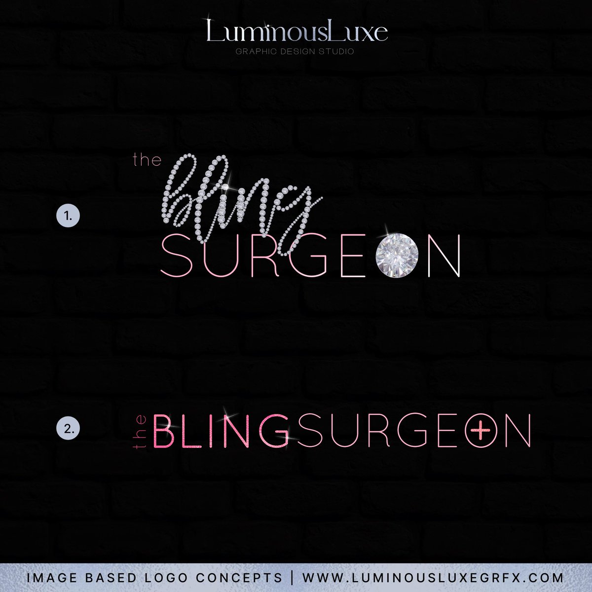 LuminousLuxGRFX's tweet photo. Bling Logos are my fav😩😍💎 

👀 Which would you choose tho? 1 or 2? 

—-
Did these bling letters entice you? Visit https://t.co/7QCyn1pcG0 &amp; lets get your logo design completed today! https://t.co/9agCCpdRNH