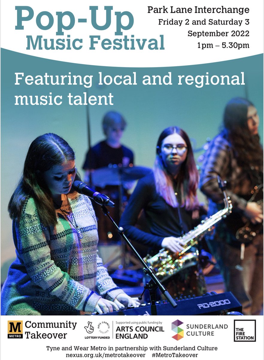 My_Metro's tweet photo. Catch a pop-up music festival at Park Lane Interchange this weekend with loads of local musicians taking to the stage!
- Friday 2 & Saturday 3 September, 1-5.30pm -
The event, run by @SundCulture/@FireStationSun , is the latest instalment of our #MetroTakeover @ace_national https://t.co/h9PqV73vFb