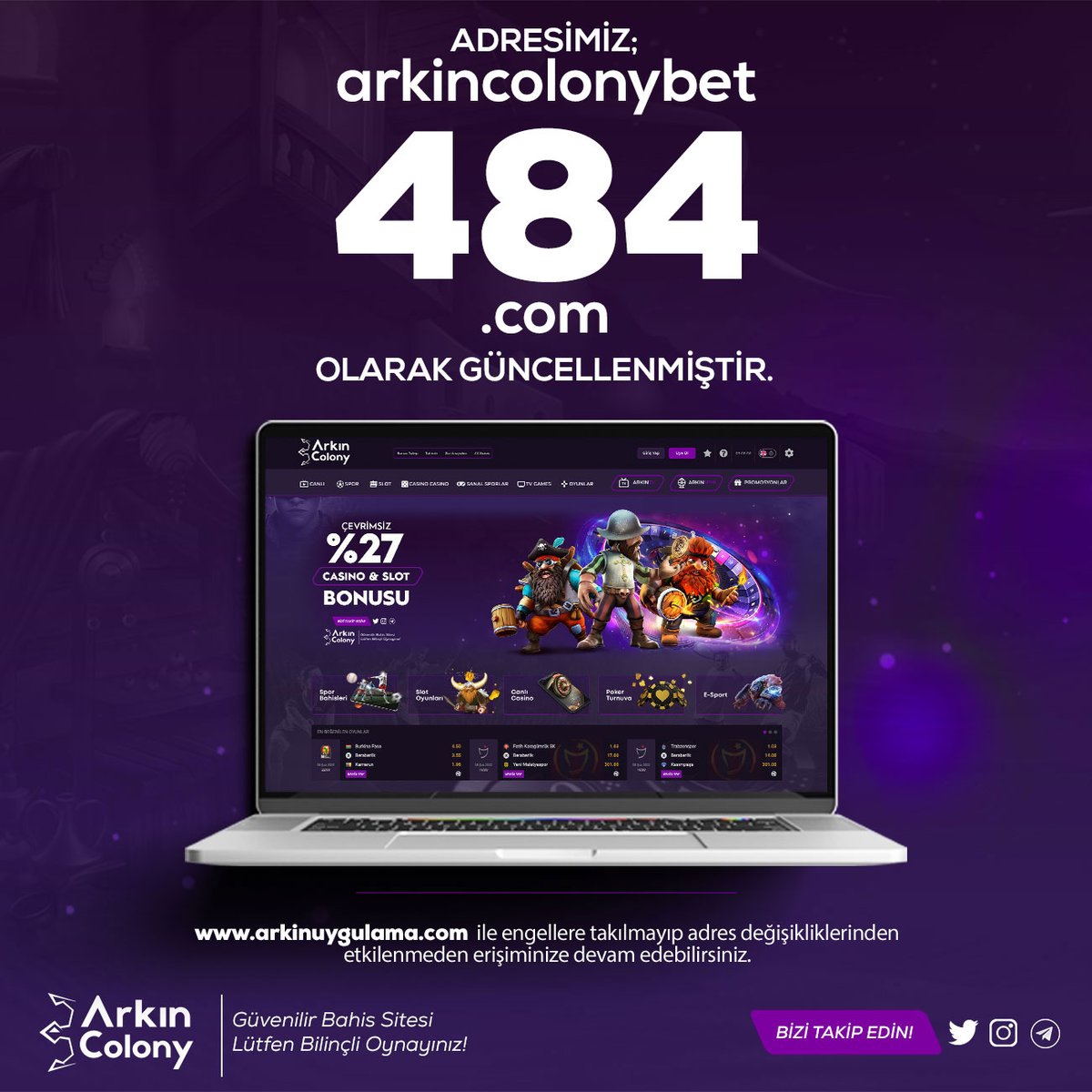 ArkColonyBet's tweet photo. 📢ADRESİMİZ DEĞİŞTİ!

🟪Güncel Giriş Adresimiz;

👉https://t.co/0cO9TuPNAT

Olarak Güncellenmiştir!

#arkincolonybet #canlicasino #guncel #iddaa #bahis #casino #rulet #adres #slot https://t.co/uhpoqdkDY4