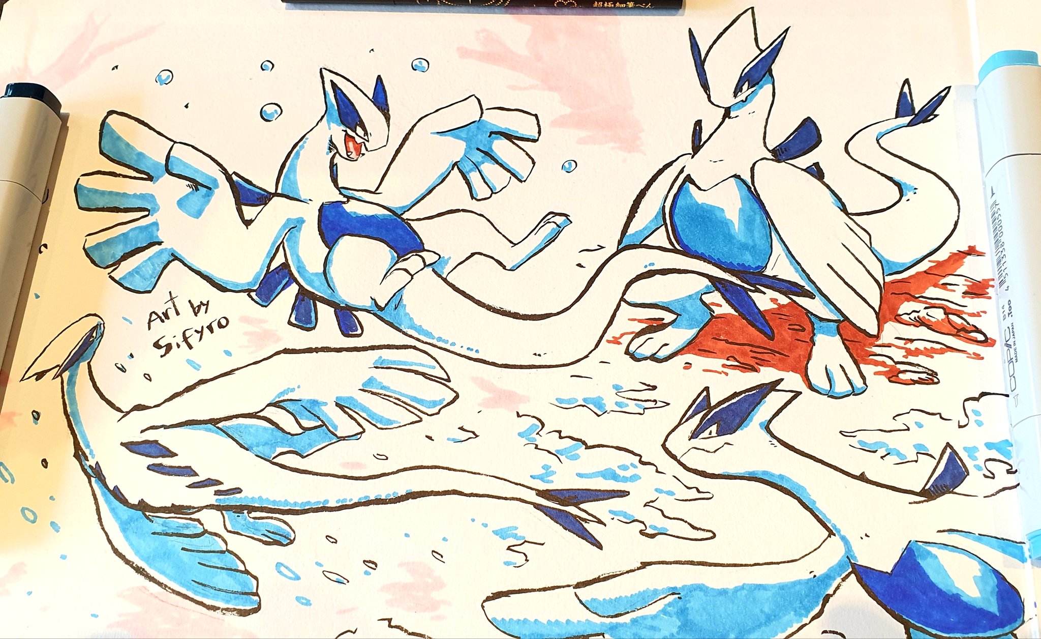 lugia (pokemon) drawn by sifyro