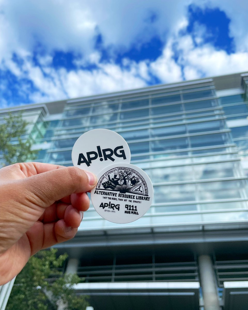 apirg's tweet photo. APIRG stickers have arrived! Come get yours today or tomorrow at Clubs Fair from 10-4pm. We’re located at the north side of the large white tent, close to CCIS! 😎 #UAlberta #UASU #WeekofWelcome #APIRG #PIRG #BacktoSchool https://t.co/aiezbTJZK3