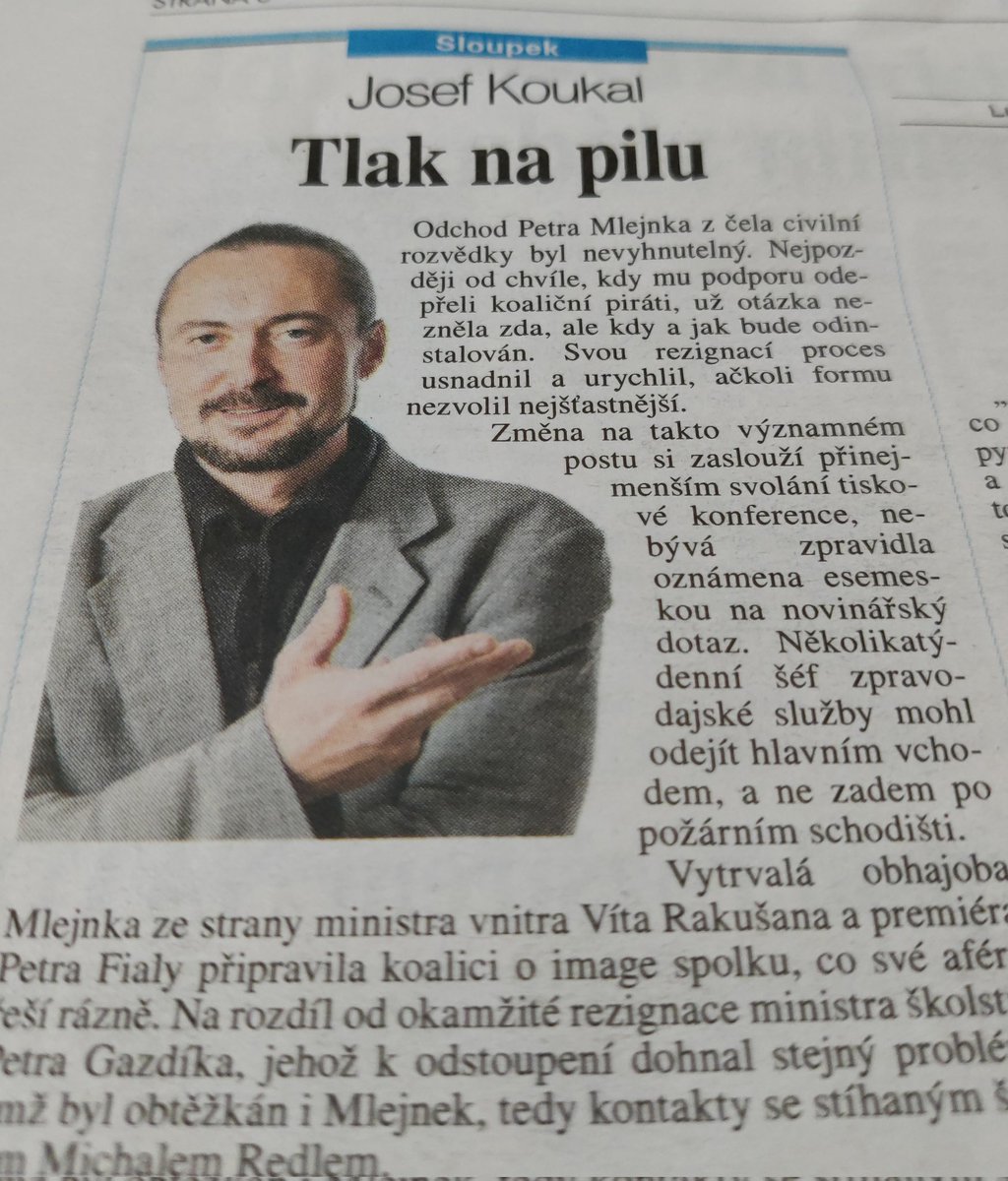 daliborzz's tweet photo. #Koukal Vytrvalá obhajoba Mlejnka ze strany Rakušana a Fialy připravila koalici o image spolku, co své aféry řeší rázně. #dnešnítisk #Právo #tisk220901 https://t.co/O4EYvhUBDC