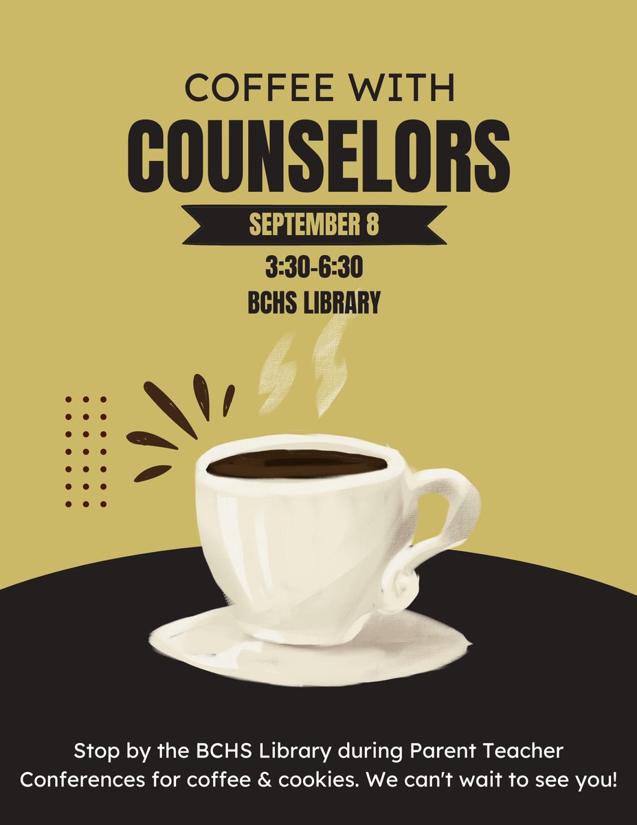 🌟 Exciting things are happening on our campus!! Save the date for Parent + Teacher Conferences, and while you’re there, swing by the BCHS Library to have coffee (and cookies 😋) with our counselors. We hope to see you there! 🌟 <a href="/BradleyCentral/">Bradley Central H.S.</a>