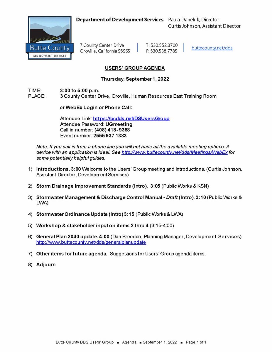 ButteBuilding's tweet photo. Interested in Development in Butte County?  Today's Users' Group meeting will include General Plan 2040 Updates and will include a Storm Drainage Improvement Standards Workshop. In-person and virtual attendees are welcome! https://t.co/XV2ukrC0gx