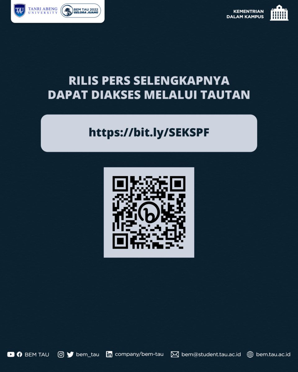 bem_tau's tweet photo. Kabinet Gelora Juang
-----------------------
#TanriAbengUniversity
#BEMTAU2022
#KabinetGeloraJuang https://t.co/CyMeU4nTHW
