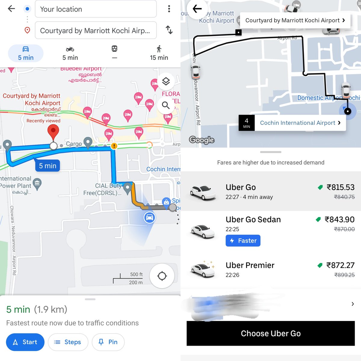 manojmenonk's tweet photo. Rs815 (~USD 10) for 1.9 kilometres (1.2 miles). Wow @uber @UberIndia https://t.co/GxljTEjiQi