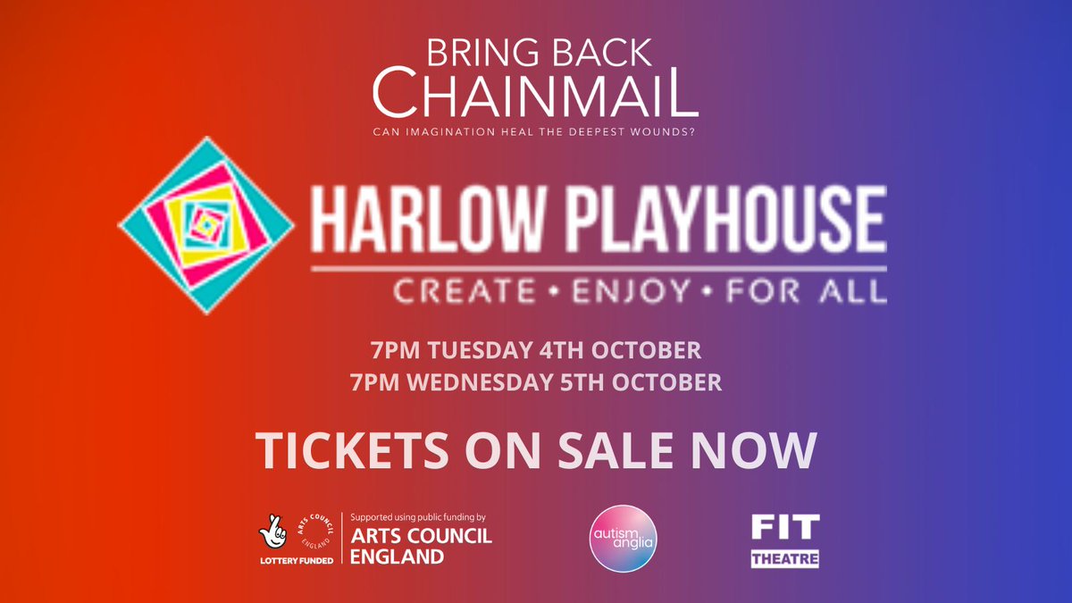 FITTheatre's tweet photo. Keen to see #BringBackChainmail ASAP?
You can already book our opening dates at @harlowplayhouse!

Sir James can't wait to welcome you as we begin our East Anglian quest in their intimate Theatre 2 on the 4th &amp; 5th October 🏰🛡️🐎

Get your 🎟️ now: https://t.co/fGpk9xgdFA https://t.co/ck3F3S66vS