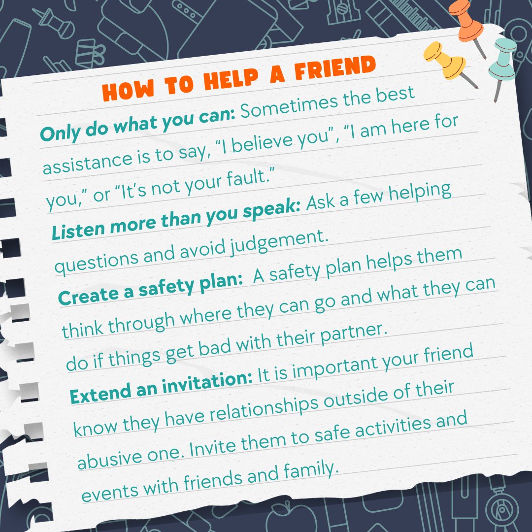 WCA_Boise's tweet photo. Swipe to learn about ways that you can help a friend who is experiencing abuse.  Call LoveIsRespect at 866.331.9474 or text “loveis” to 22522.  You do not have to be the one experiencing abuse or in crisis to receive help.

#ViolencePrevention #WCABoise https://t.co/DlTiVKwulB
