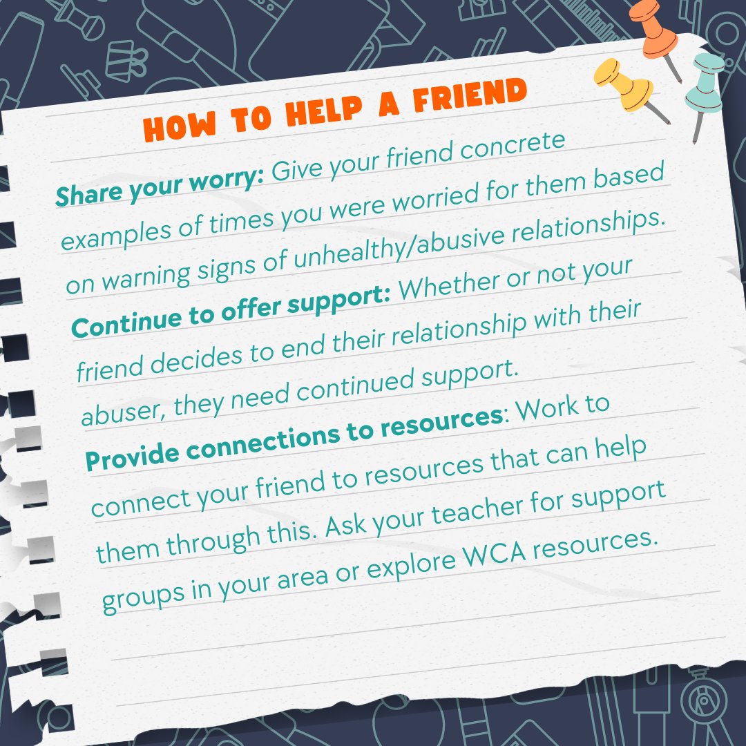 WCA_Boise's tweet photo. Swipe to learn about ways that you can help a friend who is experiencing abuse.  Call LoveIsRespect at 866.331.9474 or text “loveis” to 22522.  You do not have to be the one experiencing abuse or in crisis to receive help.

#ViolencePrevention #WCABoise https://t.co/DlTiVKwulB