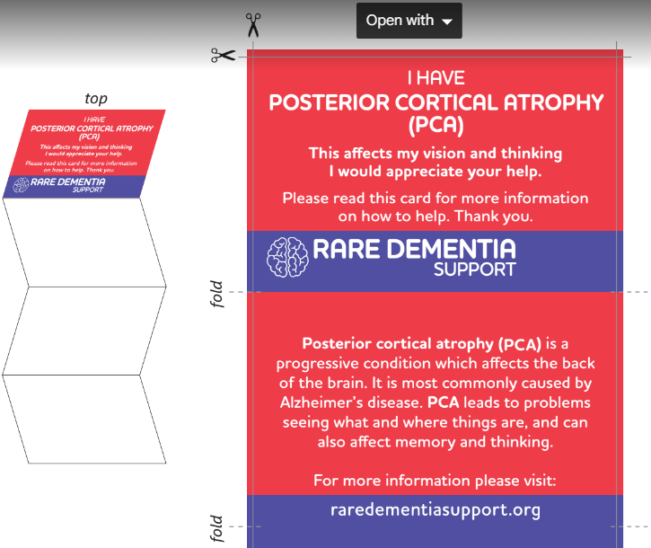 in_pca's tweet photo. Another useful tool from @RareDementia @rdscanada #PosteriorCorticalAtrophy #infocard #raredementiasupport #PCAcard https://t.co/9ZiNG6bgGY