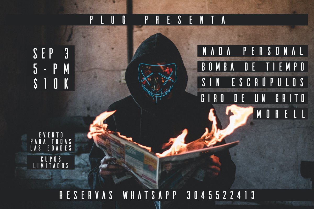 ¡Medellín! Nos vemos este sábado en PLUG para el concierto de despedida de nuestro amigo Julián Murillo (vocalista fundador de la banda). DM para reservar tu entrada, 10lk no más 🎟️😁💪🏻