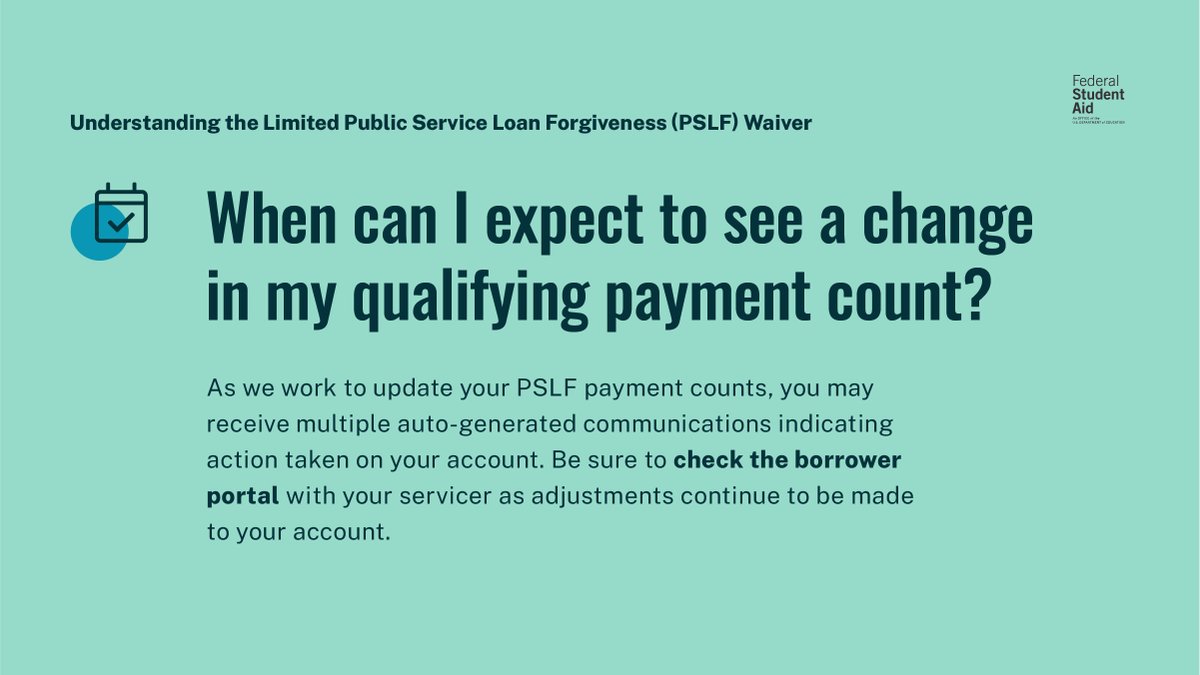 FAFSA's tweet photo. Still have questions about the limited Public Service Loan Forgiveness (PSLF) waiver? We’ve got you covered! Learn everything you need to know, so you can act by Oct. 31: https://t.co/4FminG8JWc https://t.co/xoaHTqKAve
