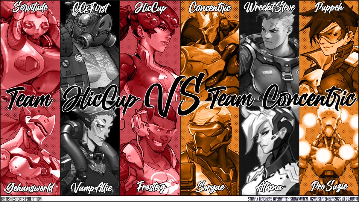 British_Esports's tweet photo. 🥊 OVERWATCH SHOWMATCH 🥊

Team @CoachConcentric and Team @NotQuiteHicCup battle it out tomorrow LIVE on the British Esports Twitch channel @ 8pm 🥳

Which team are you rooting for? 👀 https://t.co/Ip0joQwMEu