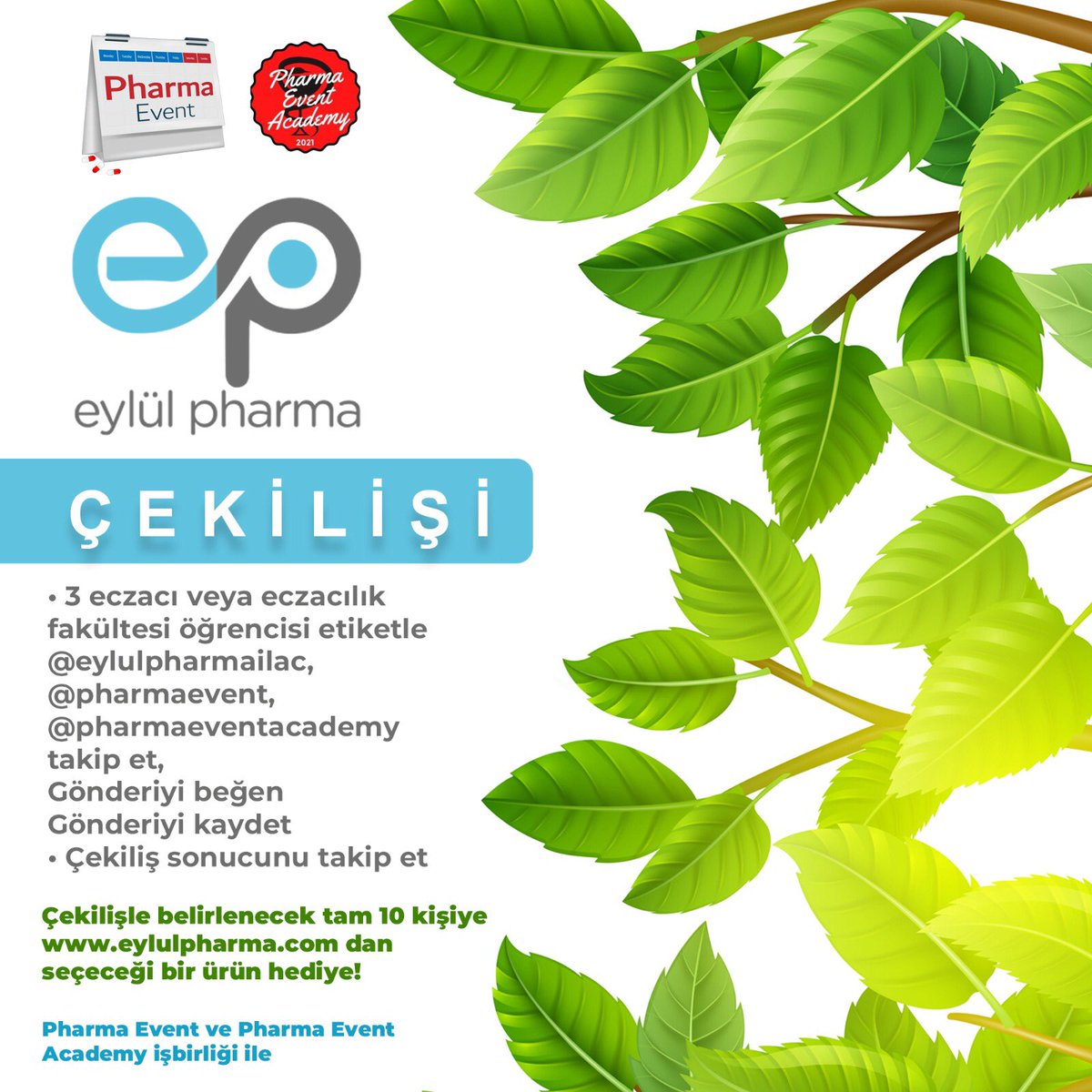 Herkese merhaba;

Pharmaevent ve @pharmaeventacademy olarak yeni bir çekilişle karşınızdayız.

Çekilişimize katılmak için;