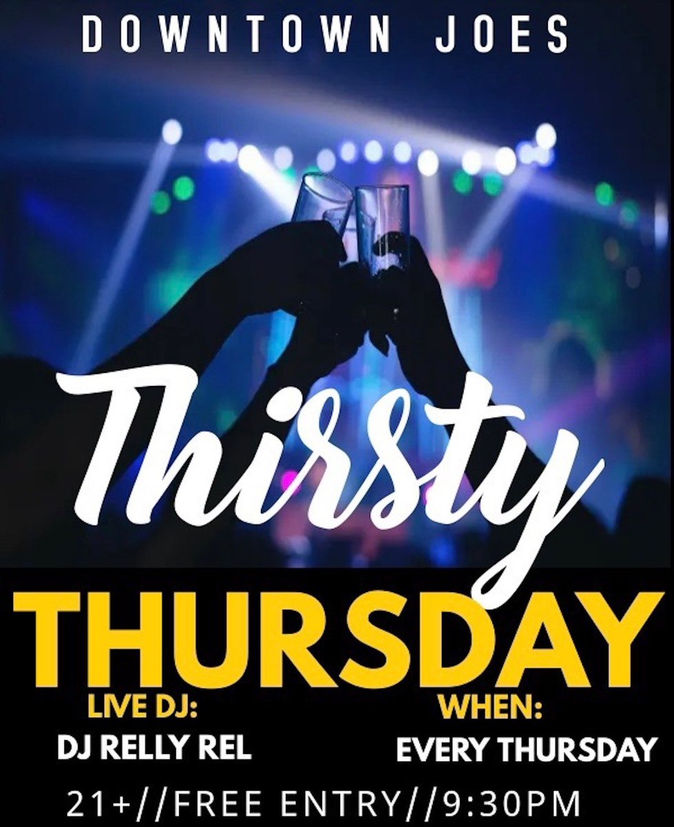 DTJoeNapa's tweet photo. Don't miss out! #ThirstyThursday is happening tonight and every Thursday! Come enjoy bites, drinks, and a live DJ in downtown Napa at Downtown Joe's! https://t.co/OH5pJo0HoO