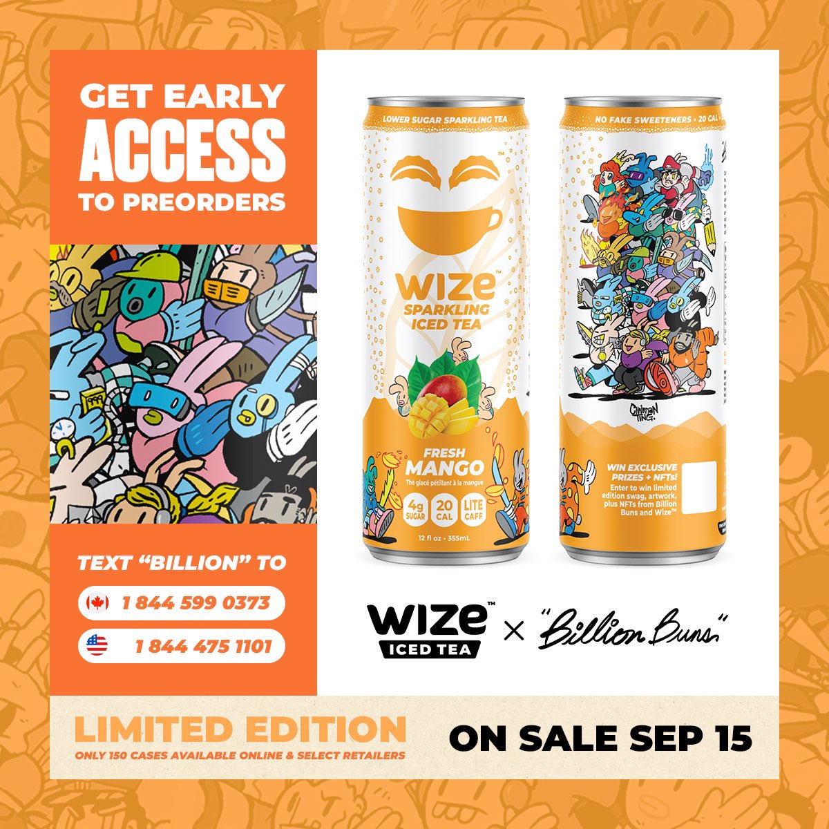 BillionBuns's tweet photo. 🐰🐰 BB FAM 🍌🍌

We've partnered with @drinkwize

There's only 150 cases, pre-order on September 6th, launches on September 15th!

EARLY ACCESS by signing up at 
https://t.co/WYBJjusQYR.

#nfts #nftartwork #nftcommunity 
#design #BillionBuns #bb #chairmanting #WizeFam #DrinkWize https://t.co/sYP19pDEoy