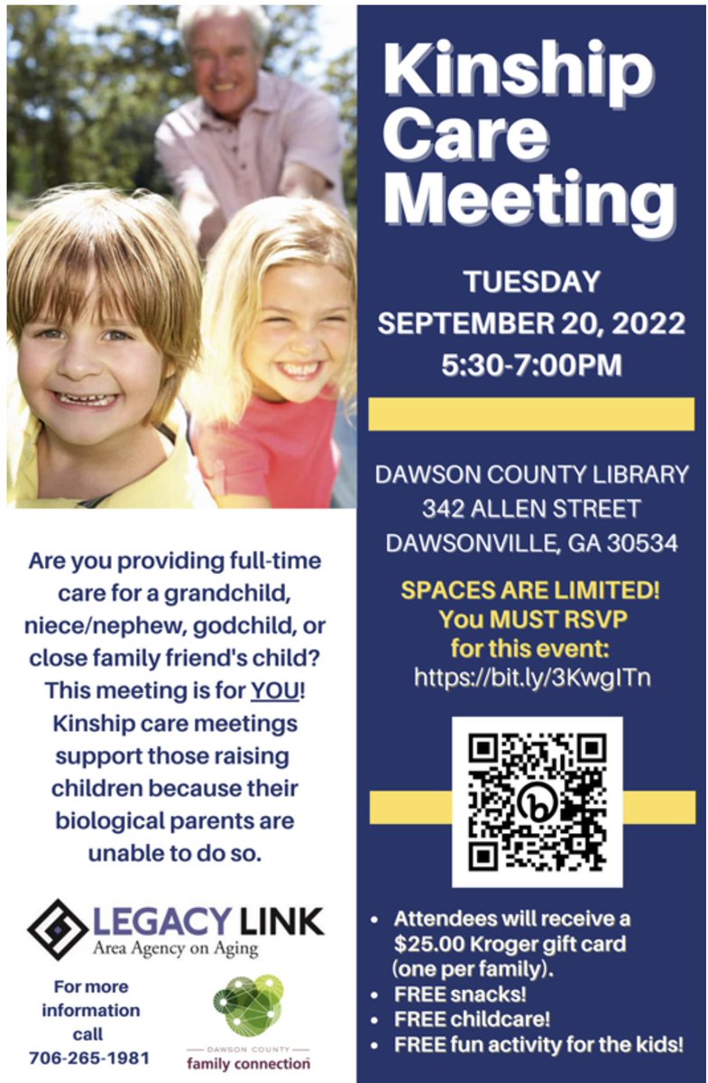 The next kinship care meeting is just around the corner! See below to rsvp