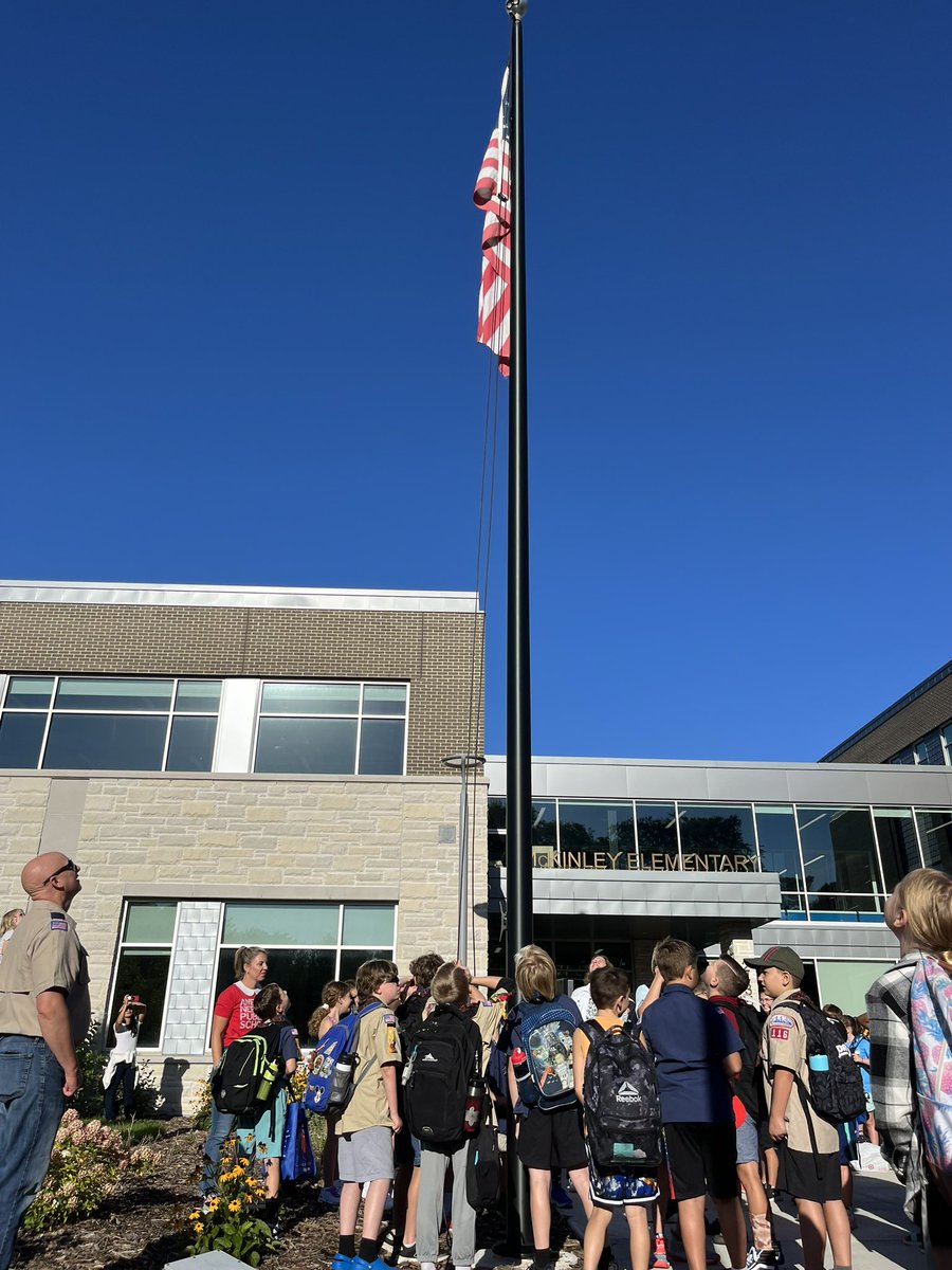 It’s official! Let the 2022-23 school year begin! Thanks to our scouts for starting the day and for State Rep Robyn Vining for helping us out with the flag raising and Pledge! #tosaproud <a href="/tosaschools/">Wauwatosa Schools</a>