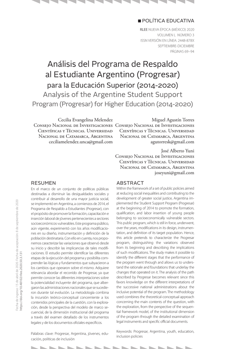 cea_mope's tweet photo. Análisis del Programa de Respaldo al Estudiante Argentino (Progresar) para la Educación Superior (2014-2020). #RLEE     
https://t.co/6YDNUwRA4s https://t.co/8Q866lncP3