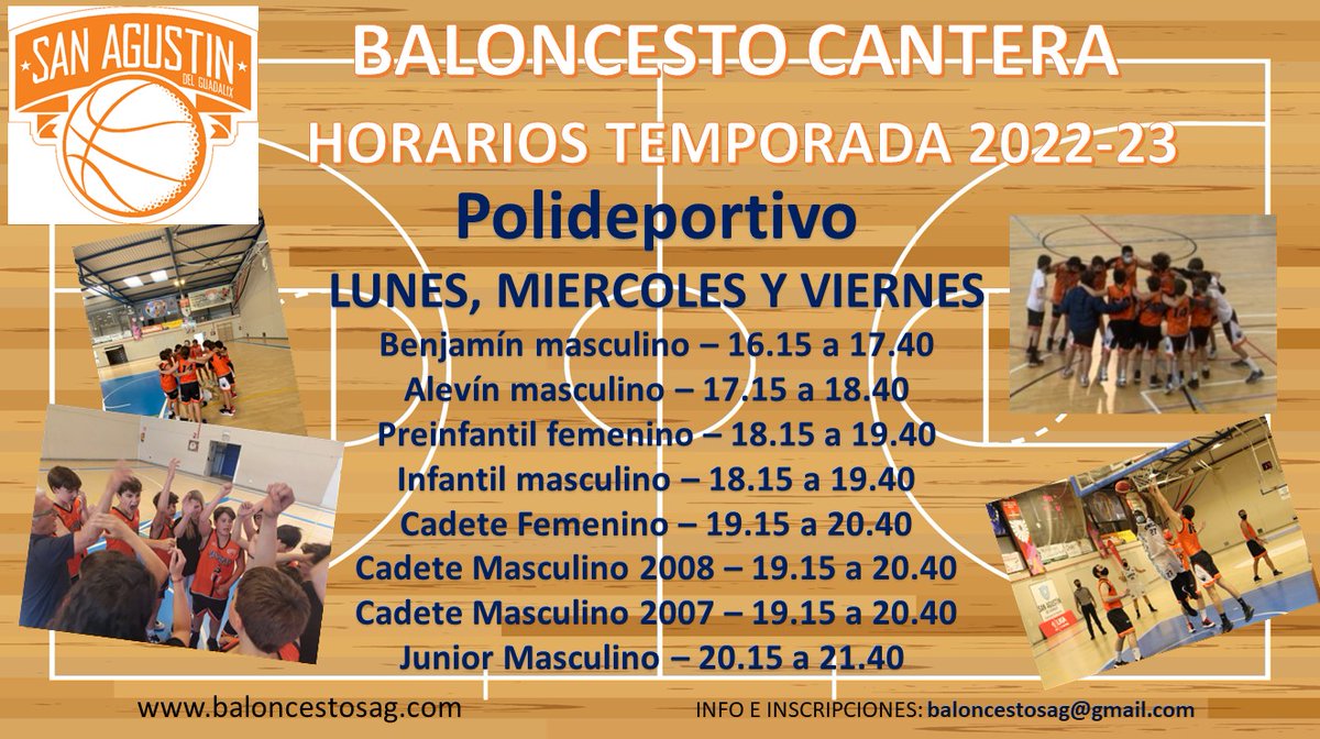 BaloncestoSAG's tweet photo. Consulta los horarios y los equipos de esta temporada 22/23 seguro que te cuadran 🏀🏀 Consúltanos 
#unbotesiestasready https://t.co/HZD9QSHlYy