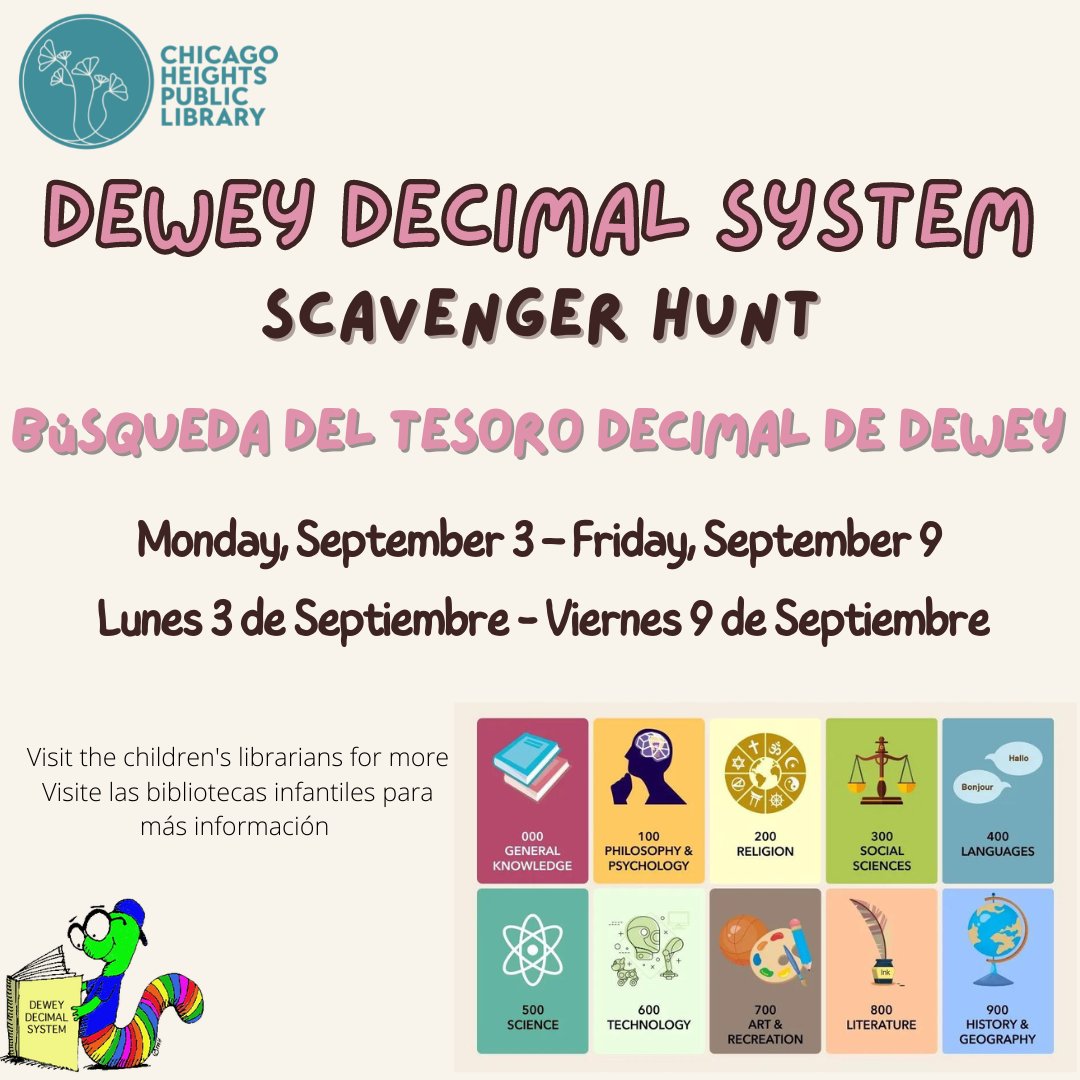 CHPLibrary's tweet photo. September is Library Card Sign-Up Month! What better way to celebrate than stopping in for a new card and completing our Dewey Decimal Scavenger Hunt for a chance to win cool prizes. https://t.co/B6FFsLAzTU